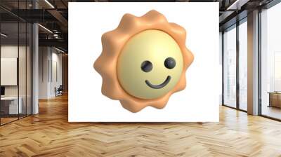 sun isolated. 3d sun icon in summer.  sun cartoon. smiling face Wall mural