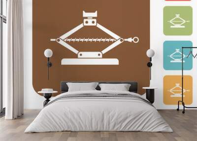 Car jack rounded square flat icons Wall mural