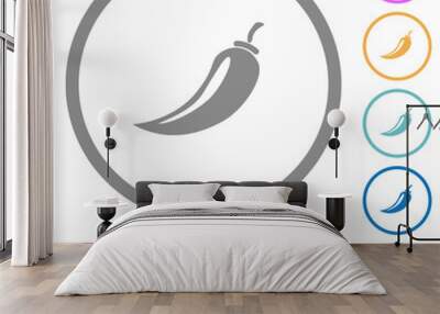 Chili pepper flat icons with outlines Wall mural