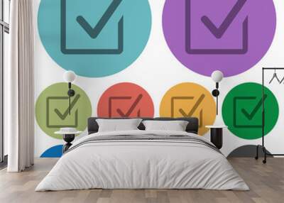 Color checked box flat icons Wall mural