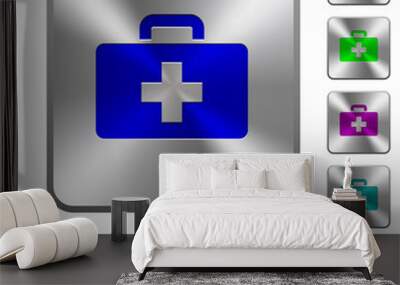 First aid kit rounded square steel buttons Wall mural