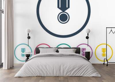 Medal with star flat color icons in round outlines Wall mural