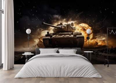 Explosive Tank Blast Background with Space for Your Next Design Project. Generative ai illustration Wall mural