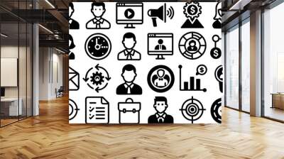 Marketing concept editable stroke outline icons set isolated on white background flat vector illustration Wall mural