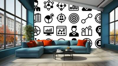 Marketing concept editable stroke outline icons set isolated on white background flat vector illustration Wall mural