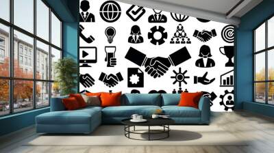 Partnership and Hands related concept editable stroke outline icons isolated on white background flat vector illustration Wall mural