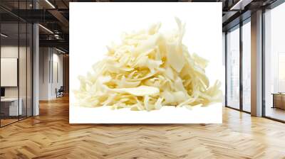 A pile of shredded cabbage or sauerkraut isolated on a white background. Concept of healthy eating and fresh vegetables Wall mural