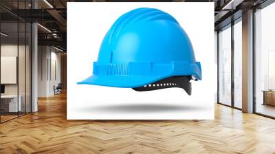 Blue safety helmet or hard cap isolated on white background Wall mural