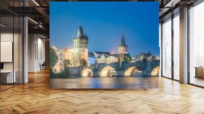 Charles bridgeat night, Prague, Czech Republic Wall mural