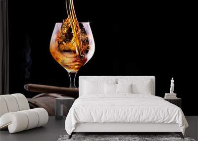 Cognac glass shrouded in a smoke Wall mural