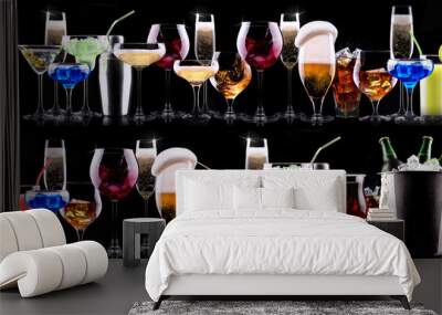 different alcohol drinks set Wall mural