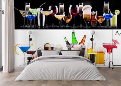 different alcohol drinks set Wall mural