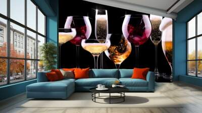 different alcohol drinks set Wall mural