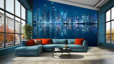 Dubai Marina bay view from Palm Jumeirah, UAE Wall mural