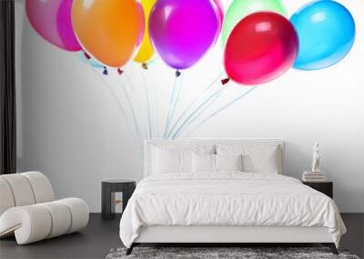 gift hanging on color balloons Wall mural