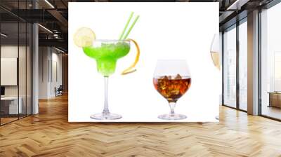 Set of different alcoholic drinks and cocktails Wall mural