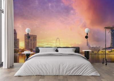 Singapore skyline background Wall mural