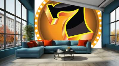 Golden black slot  777  Casino jackpot. Vector illustration Wall mural