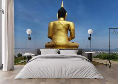 The Big Buddha faces the Mekong River and the city of Pakse, Laos. It is a point where visitors can see the whole view of the city Wall mural