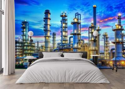 oil refinery at twilight Wall mural