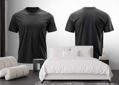 Plain black t-shirt front and back for PNG mockup Wall mural