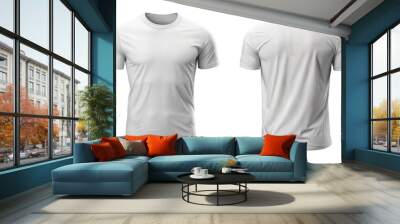 Plain white t-shirt front and back for PNG mockup Wall mural