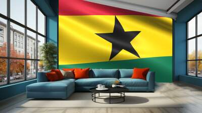 Ghana flag, with waving fabric texture Wall mural