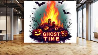 T-shirt Design Halloween Ghost Time Wall mural