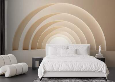 Pastel background arch tunnel with glowing architectural elements 3d illustration Wall mural