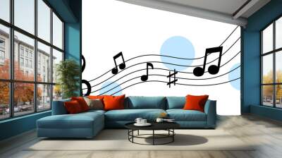 Sheet music on a white background. Doodle. Music Wall mural