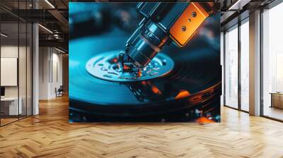 A close up of a record player with a lens on it Wall mural