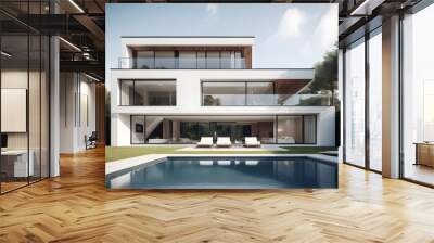 Modern luxury house with a swimming pool Wall mural