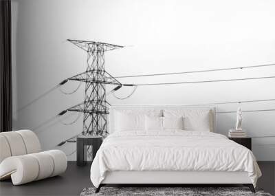 electricity pole hight voltage in white background,die cut Wall mural