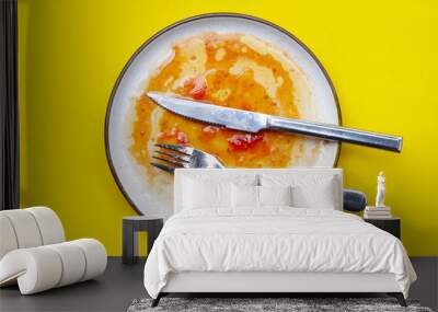 Dirty dish, cleaning cooking utensils concept Wall mural