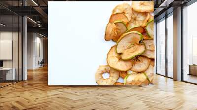 Dried apple slices on white background Wall mural