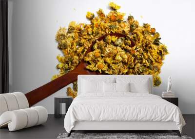 Dried chrysanthemum flower on white background. Wall mural