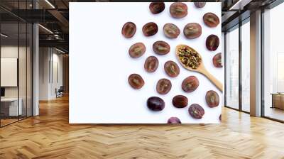 Fresh grape with seeds on white background Wall mural