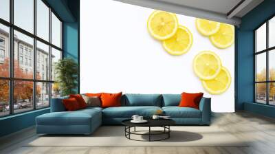 Fresh lemon slices isolated on white Wall mural