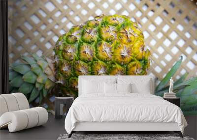 Fresh ripe pineapple, juicy tropical fruit Wall mural