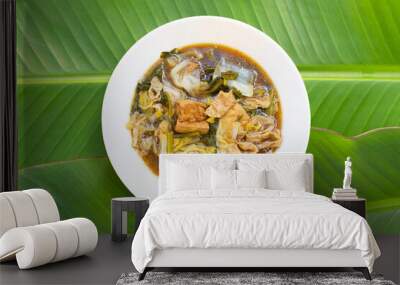 Mixed vegetable stew with tofu in white bowl (Tom Jub Chai) Wall mural