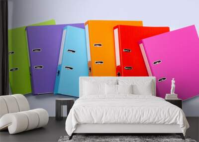 Office folders on white background. Top view Wall mural