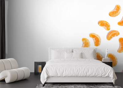 Orange segments on white background. Wall mural