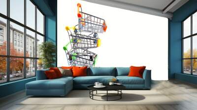 Shopping trolley or Shopping cart on white background. Wall mural