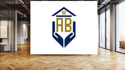 ab logo design vector for real estate Wall mural