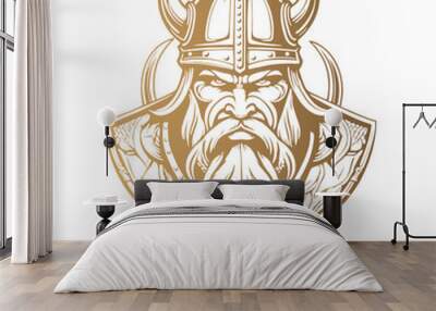 Viking  head logo design vector icon Wall mural