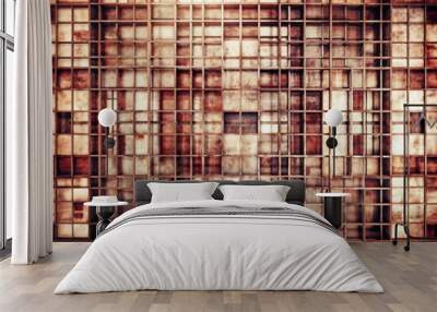 Grunge background with an abstract geometric grid, creating a visually stimulating and structured design. Wall mural