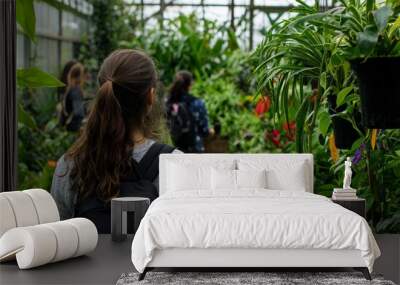 A field trip to a botanical garden, with students examining various plant species and taking guided tours Wall mural