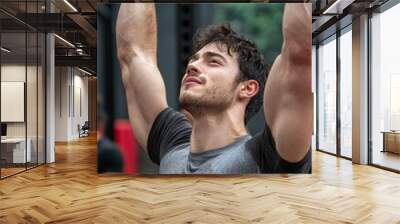 A Local Gym Hosts A Weightlifting Challenge. Participants Compete To See Who Can Lift The Most Weight Wall mural