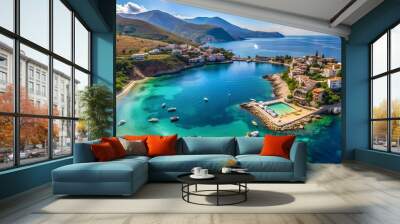 Aerial View of Porto Palermo Bay Himare Albania Creative AI Wall mural