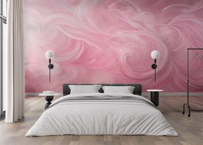 Softly glowing pink wall with swirling abstract brushstrokes in shades of pink Generative AI, brushing Wall mural